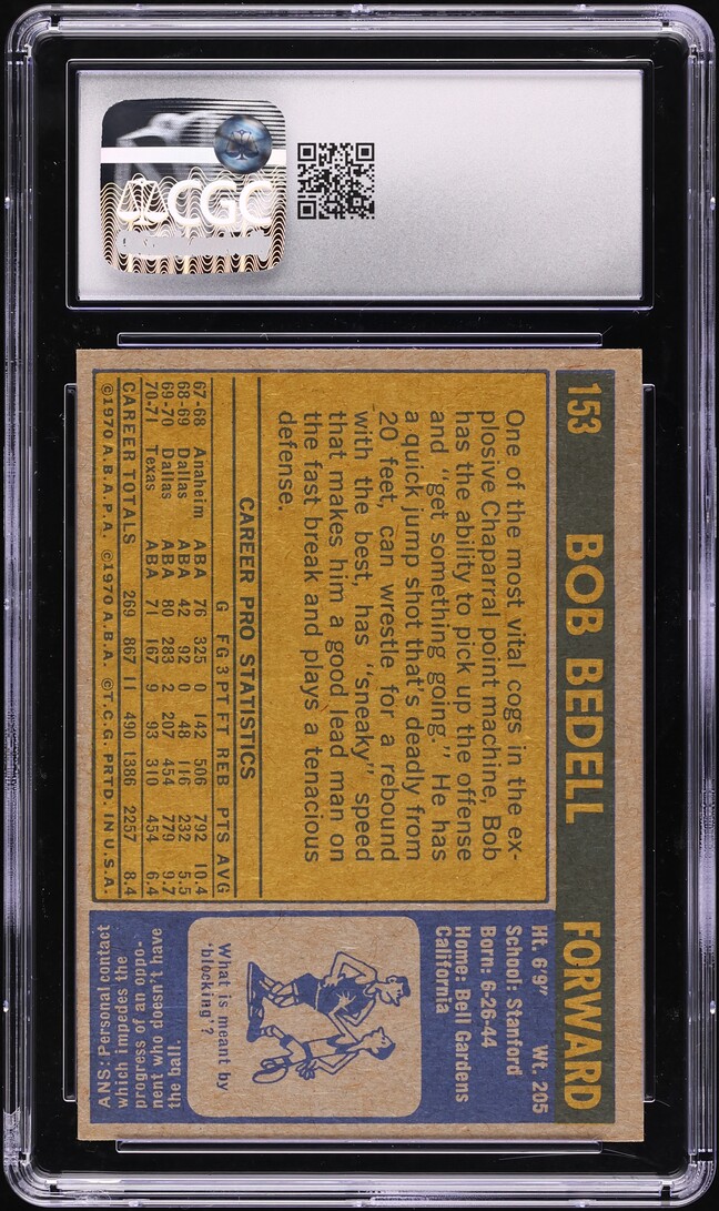 1971 Topps Basketball Bob Bedell #153 CGC 7 NRMT