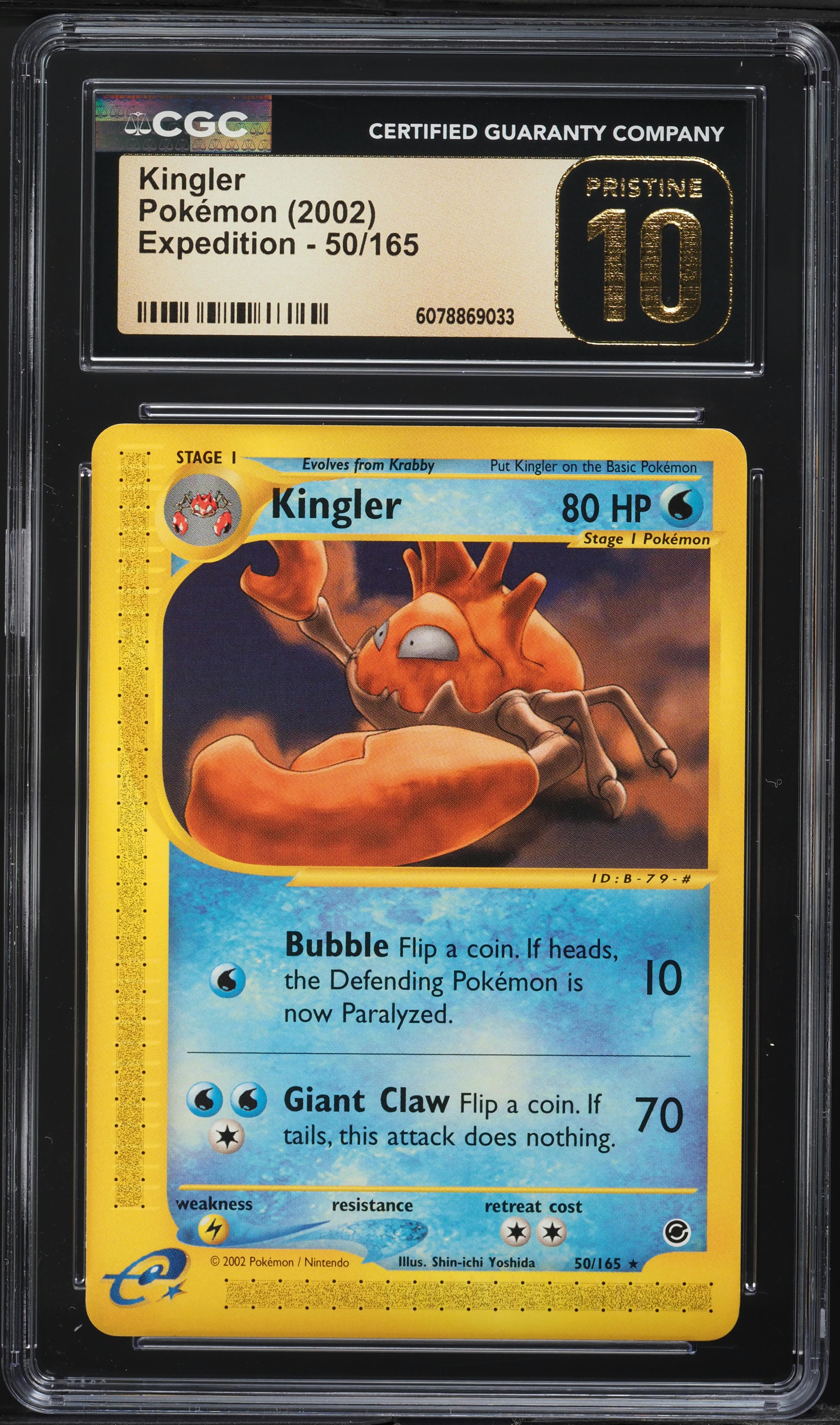 2002 Pokemon Expedition Kingler #50 CGC 10 PRISTINE