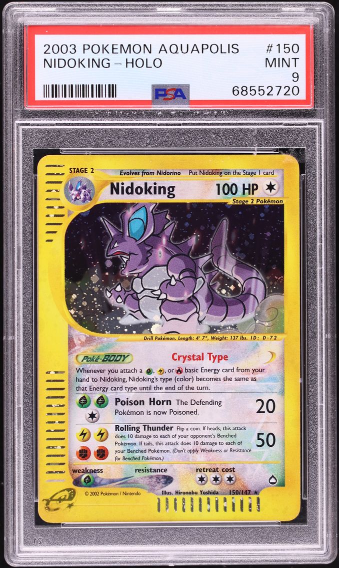 2003 Pokemon Aquapolis Holo Crystal Nidoking #150 PSA 9 MINT