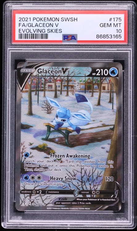 2021 Pokemon Sword & Shield Evolving Skies Full Art Glaceon V #175 PSA 10 GEM MINT