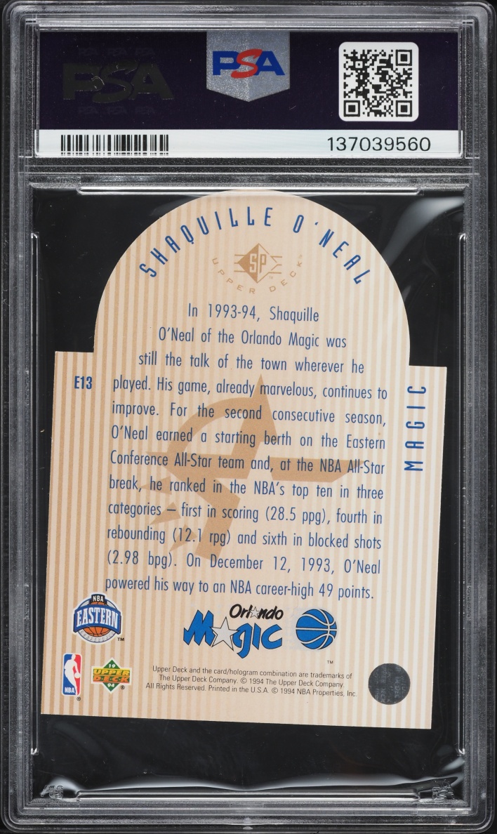 1993 Upper Deck SE All Stars Die-Cut Shaquille O'Neal #E13 PSA 8 NM-MT