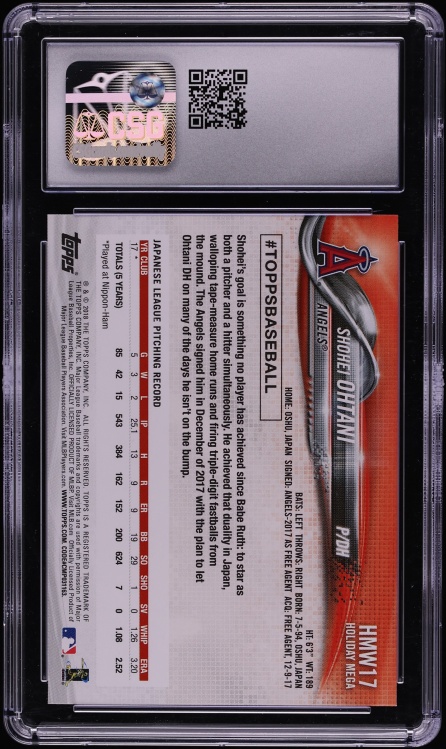 2018 Topps Holiday Shohei Ohtani ROOKIE #HMW17 CSG 10 GEM MINT