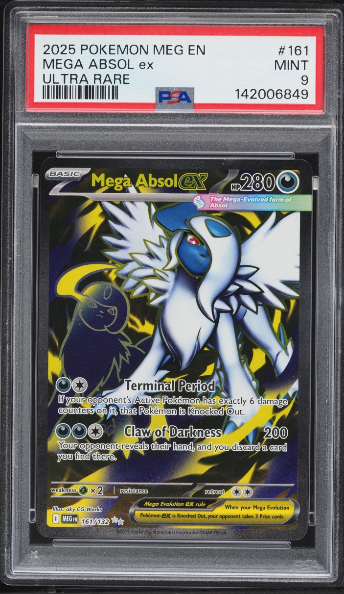 2025 Pokemon Mega Evolution Full Art Mega Absol ex #161 PSA 9 MINT
