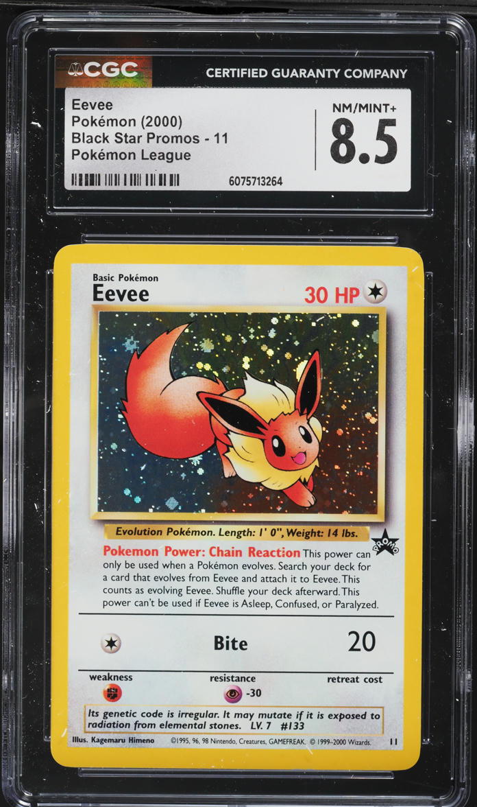 2000 Pokemon League Black Star Promo Holo Eevee #11 CGC 8.5 NM-MT+