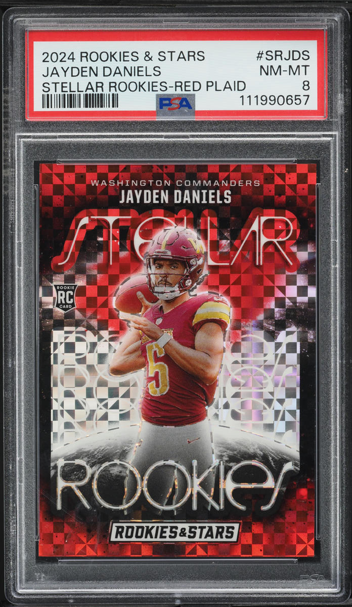 2024 Panini Rookies & Stars Stellar Red Plaid Jayden Daniels ROOKIE PSA 8 NM-MT