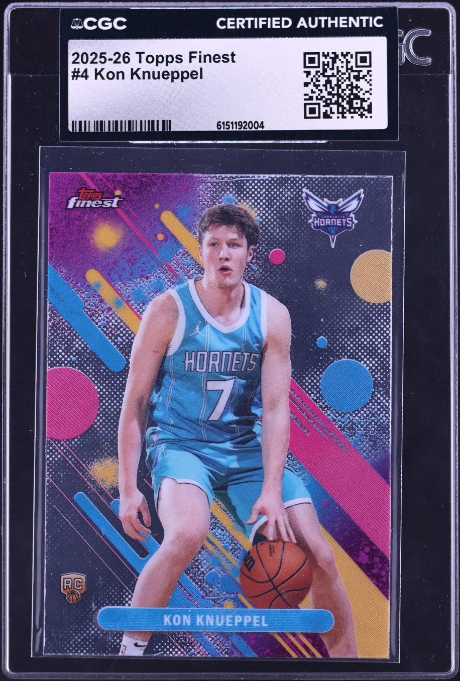 2025 Finest Basketball Kon Knueppel ROOKIE #4 CGC AUTH