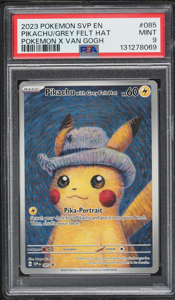 2023 Pokemon Scarlet & Violet Promo Van Gogh Pikachu With Grey Felt Hat #85 PSA 9 MINT
