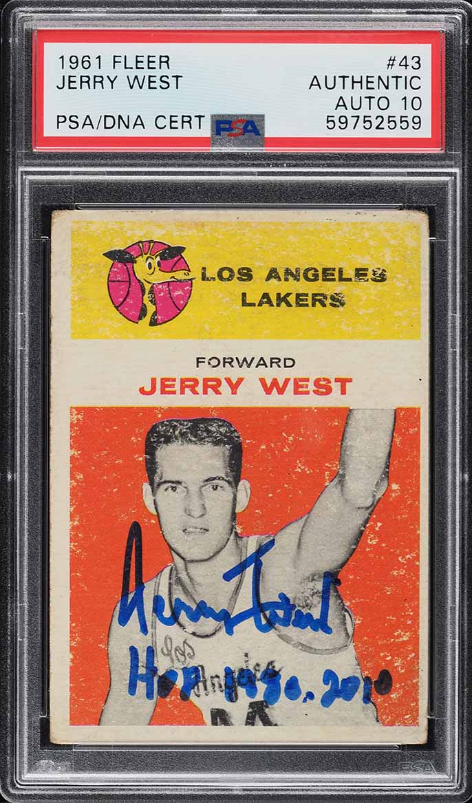 1961 Fleer Basketball Jerry West ROOKIE AUTO DNA 10 #43 PSA AUTH on ...