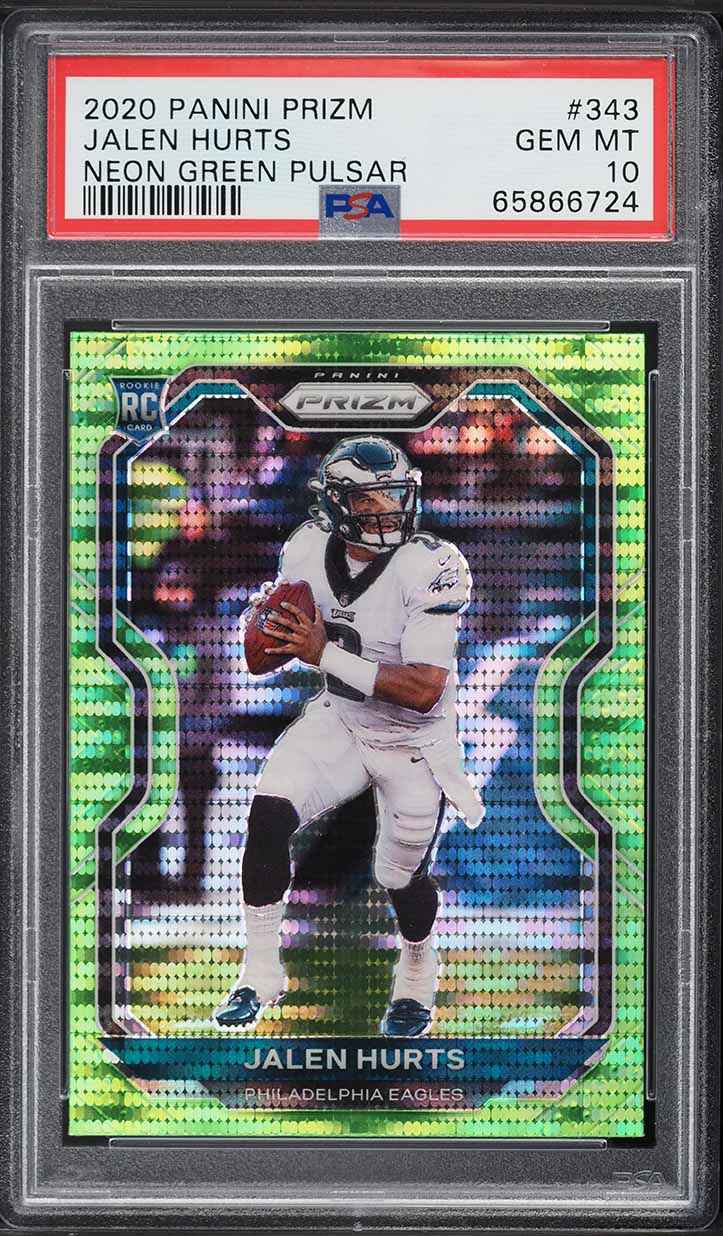 2020 Panini Prizm Neon Green Pulsar Jalen Hurts ROOKIE #343 PSA 10 GEM MINT