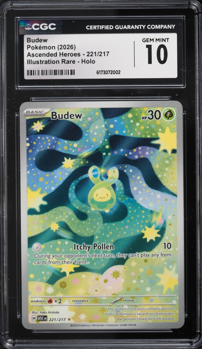 2026 Pokemon Mega Evolution Ascended Heroes IR Budew #221 CGC 10 GEM MINT