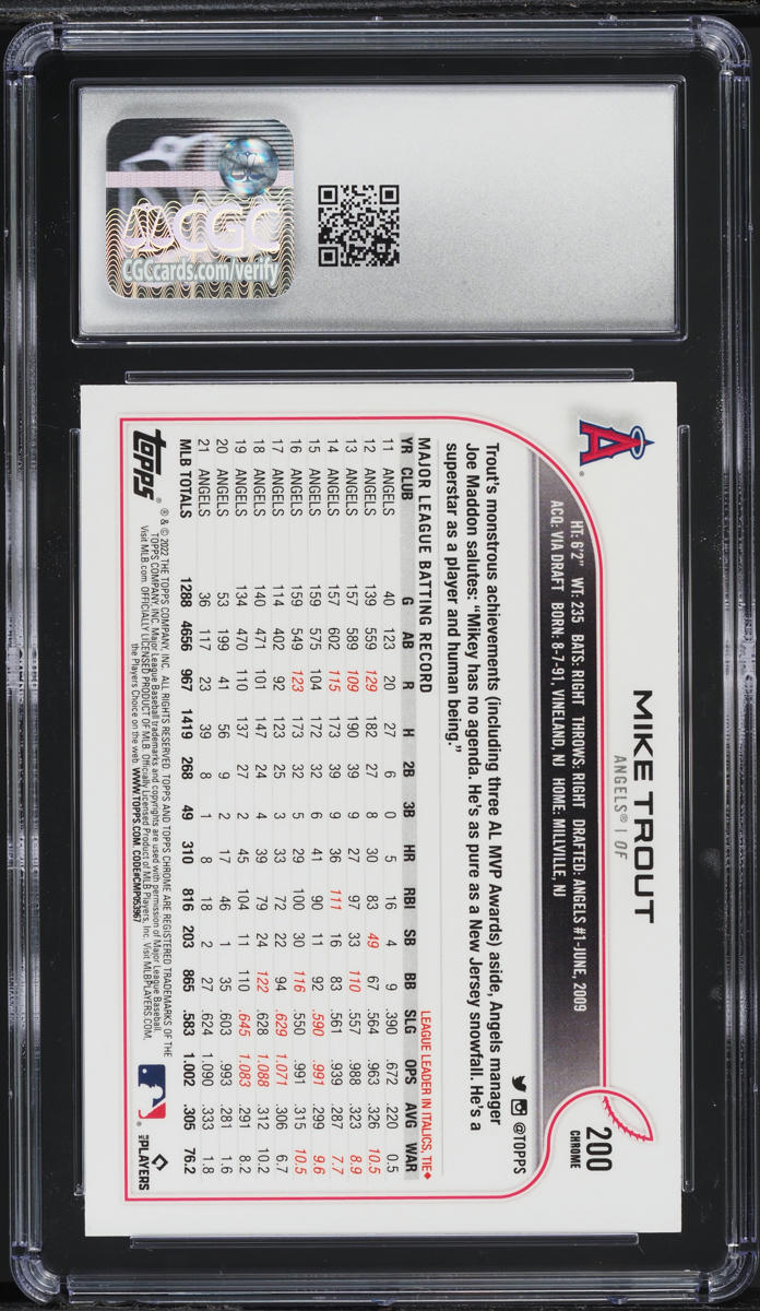 2022 Topps Chrome Sepia Refractor Mike Trout #200 CGC 9 MINT