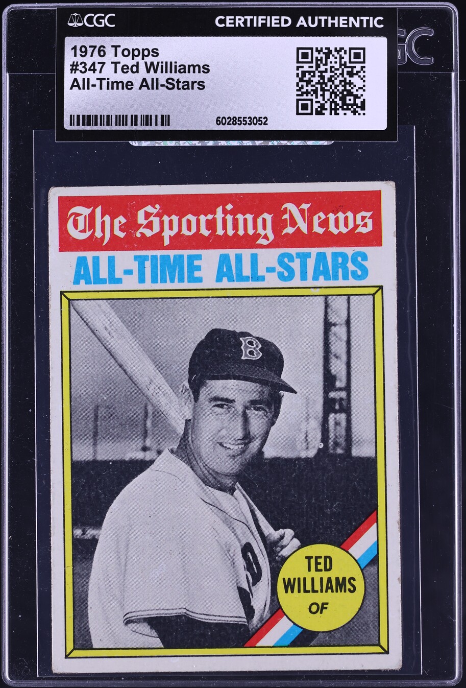 1976 Topps Ted Williams ALL-TIME ALL-STARS #347 CGC AUTH