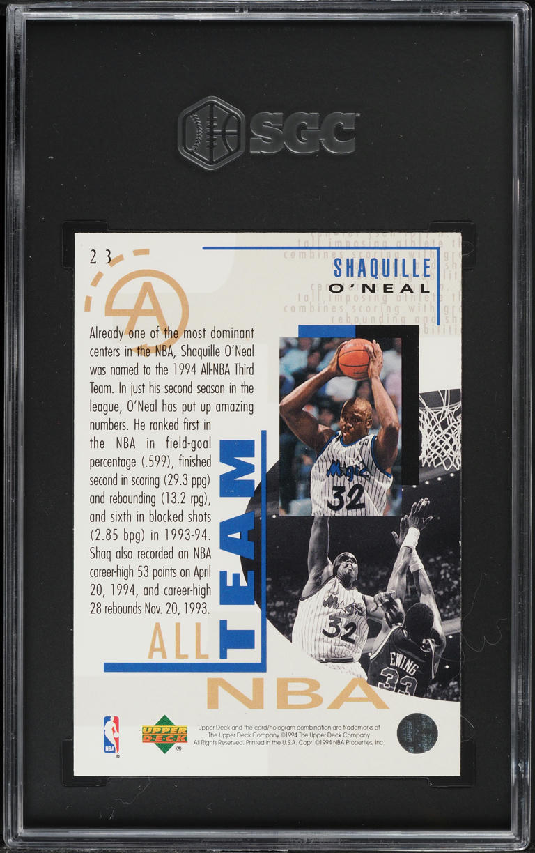 1994 Upper Deck All NBA Team Shaquille O'Neal #23 SGC 9.5 MINT+