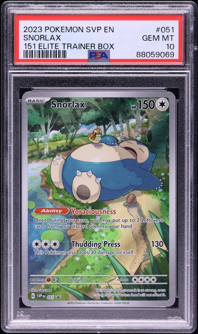 2023 Pokemon Scarlet & Violet Promo 151 ETB Full Art Snorlax #51 PSA 10 GEM MINT