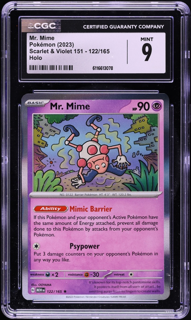 2023 Pokemon Scarlet & Violet 151 Holo Mr. Mime #122 CGC 9 MINT