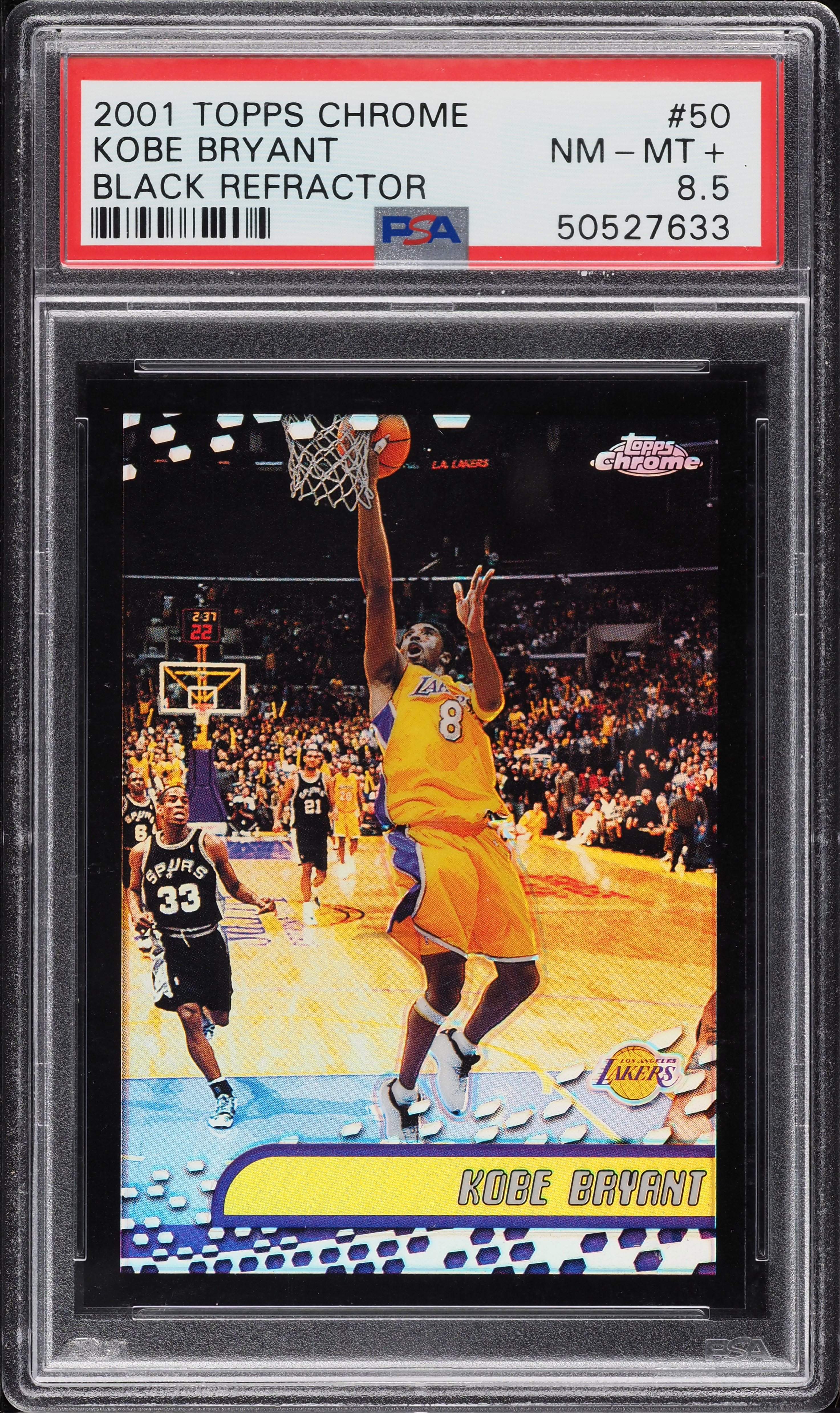 その他 2001 Topps Chrome refractor Kobe Bryant 2001 Topps Chrome Black Refractor Kobe Bryant /50 #50 PSA