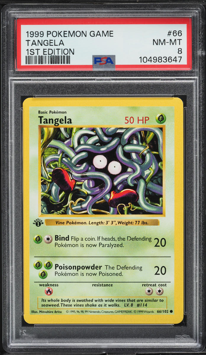1999 Pokemon Base Set Shadowless 1st Edition Tangela #66 PSA 8 NM-MT on ...