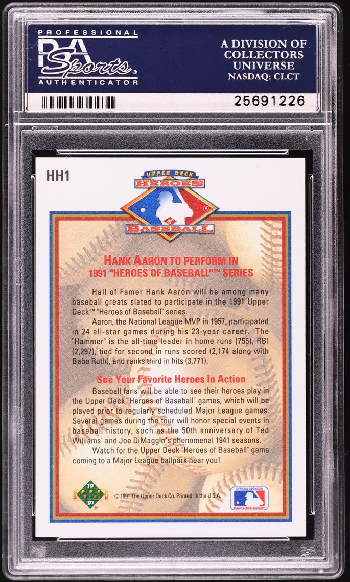 1991 Upper Deck Hologram Hank Aaron #HH1 PSA 7 NRMT