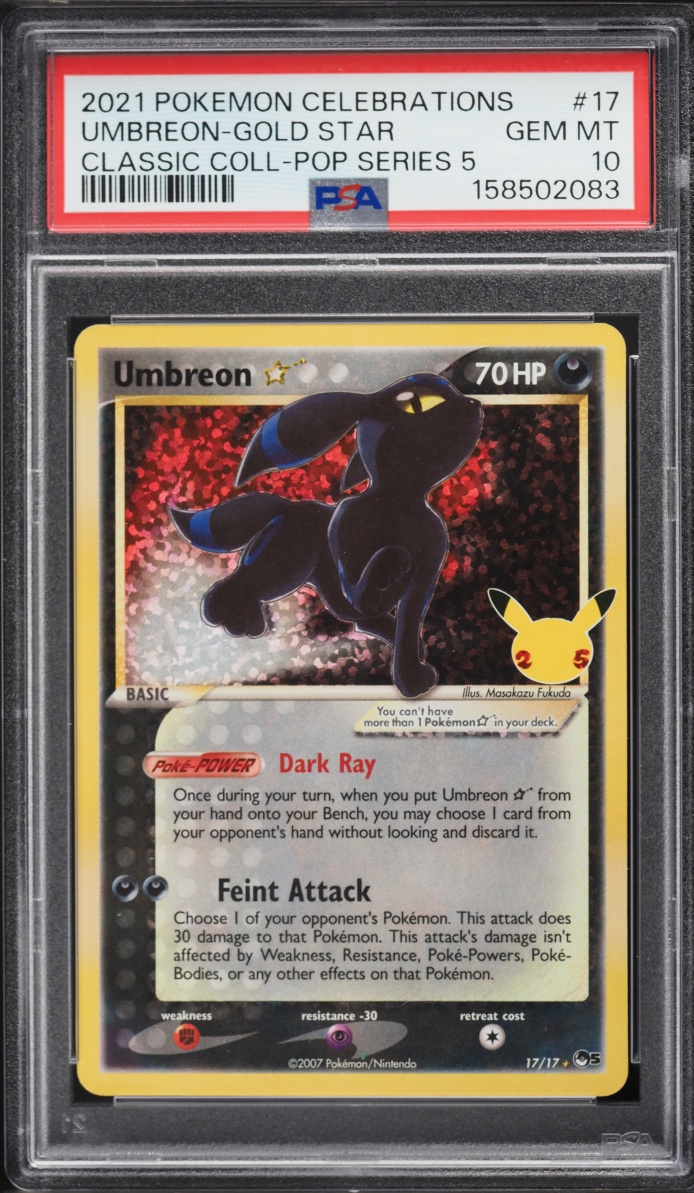 2021 Pokemon Sword & Shield Celebrations Classic Collection Holo Umbreon Gold Star #17 PSA 10