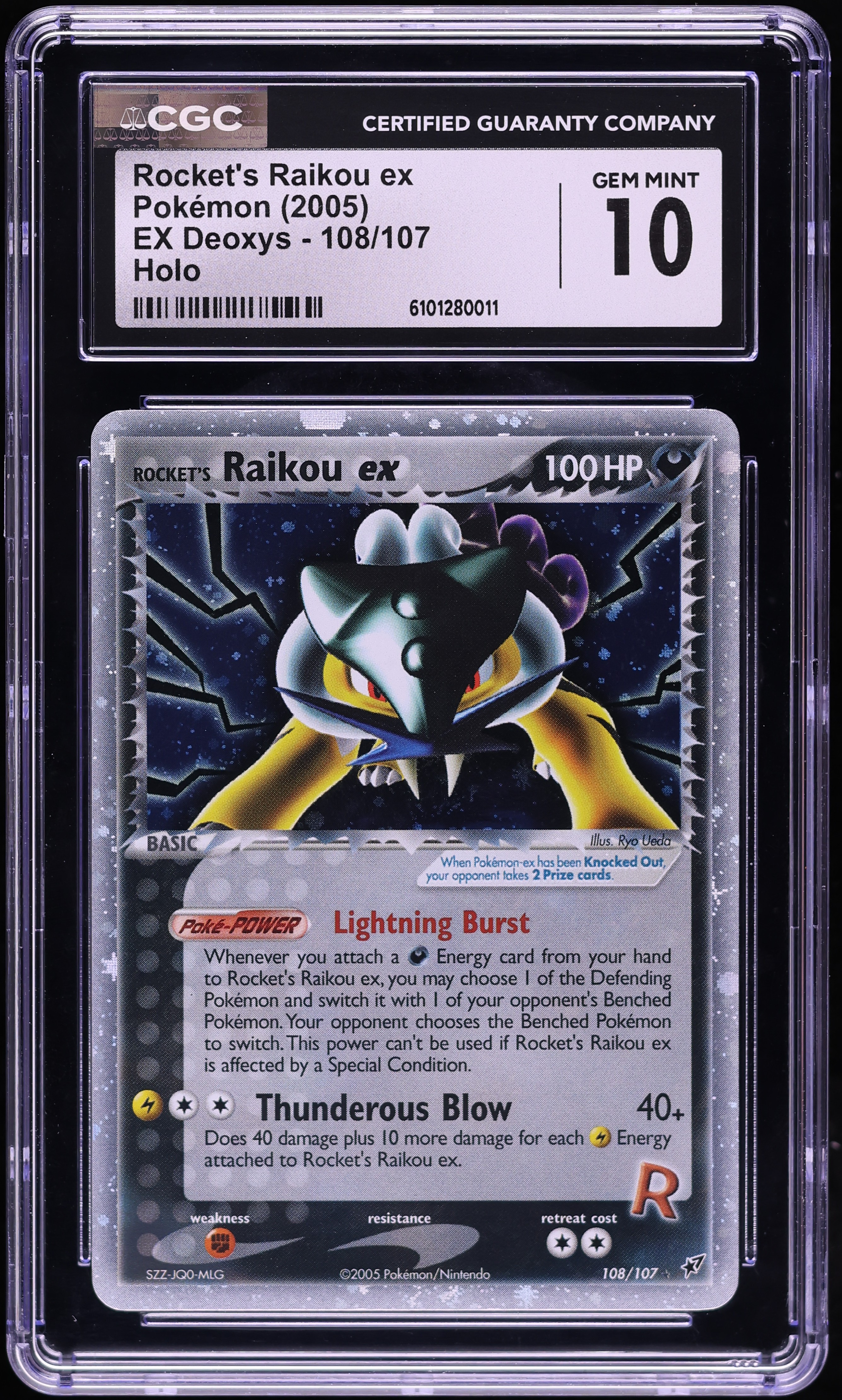 2005 Pokemon EX Deoxys Holo Rocket's Raikou Ex #108 CGC 10 GEM MINT