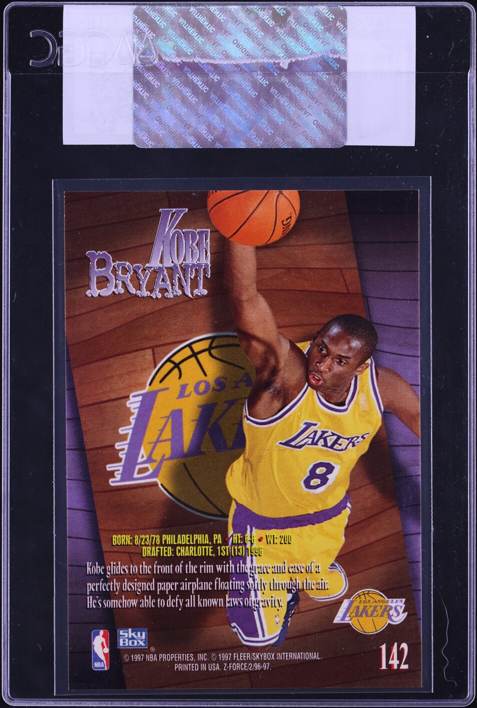 1996 Skybox Z-Force Kobe Bryant ROOKIE #142 CGC AUTH