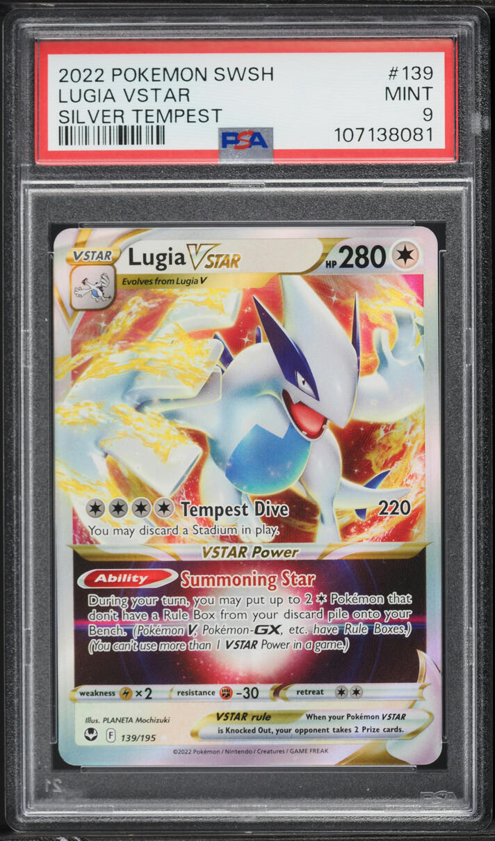 2022 Pokemon Sword & Shield Silver Tempest Holo Lugia VSTAR #139 PSA 9 MINT