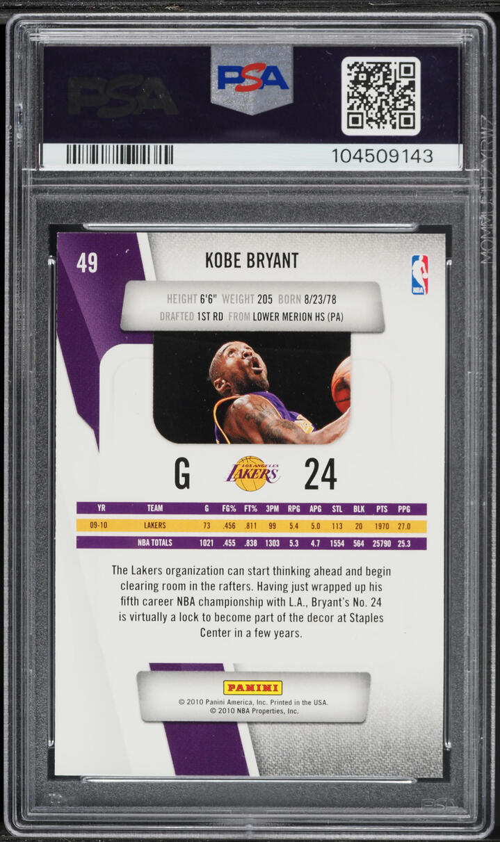 2010 Panini Prestige Kobe Bryant #49 PSA 10 GEM MINT