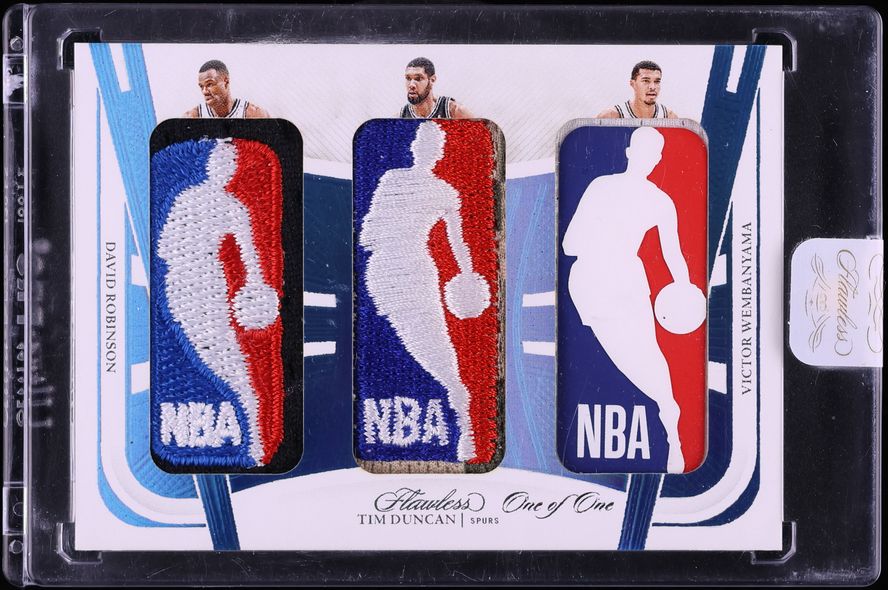 2023 Flawless Triple David Robinson Tim Duncan Victor Wembanyama ROOKIE NBA LOGOMAN PATCH 1/1