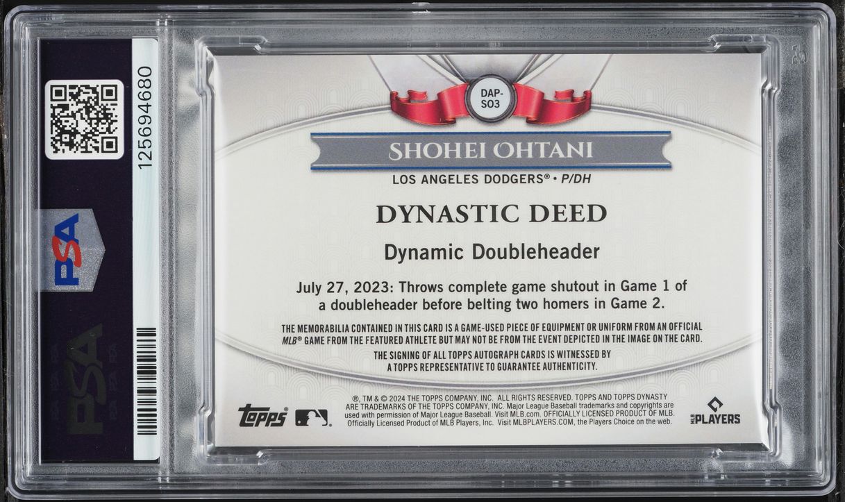 2024 Topps Dynasty Shohei Ohtani PATCH AUTO /10 #DAPSO3 PSA 9 MINT