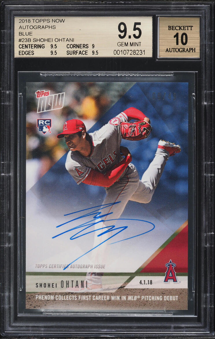 2018 Topps Now Blue Shohei Ohtani ROOKIE AUTO /49 #23B BGS 9.5 GEM MINT