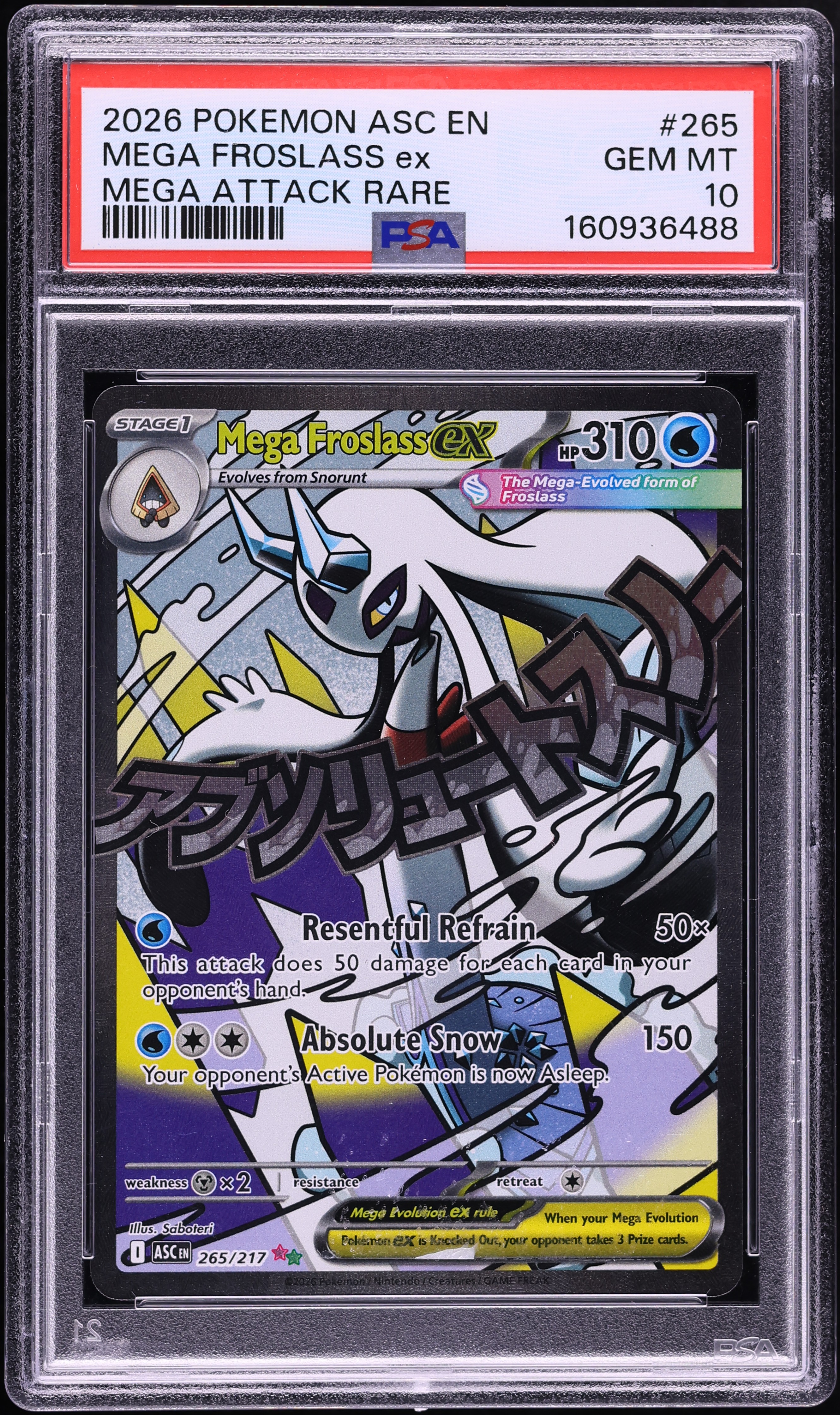 2026 Pokemon Mega Evolution Ascended Heroes MA Mega Froslass ex #265 PSA 10 GEM MINT