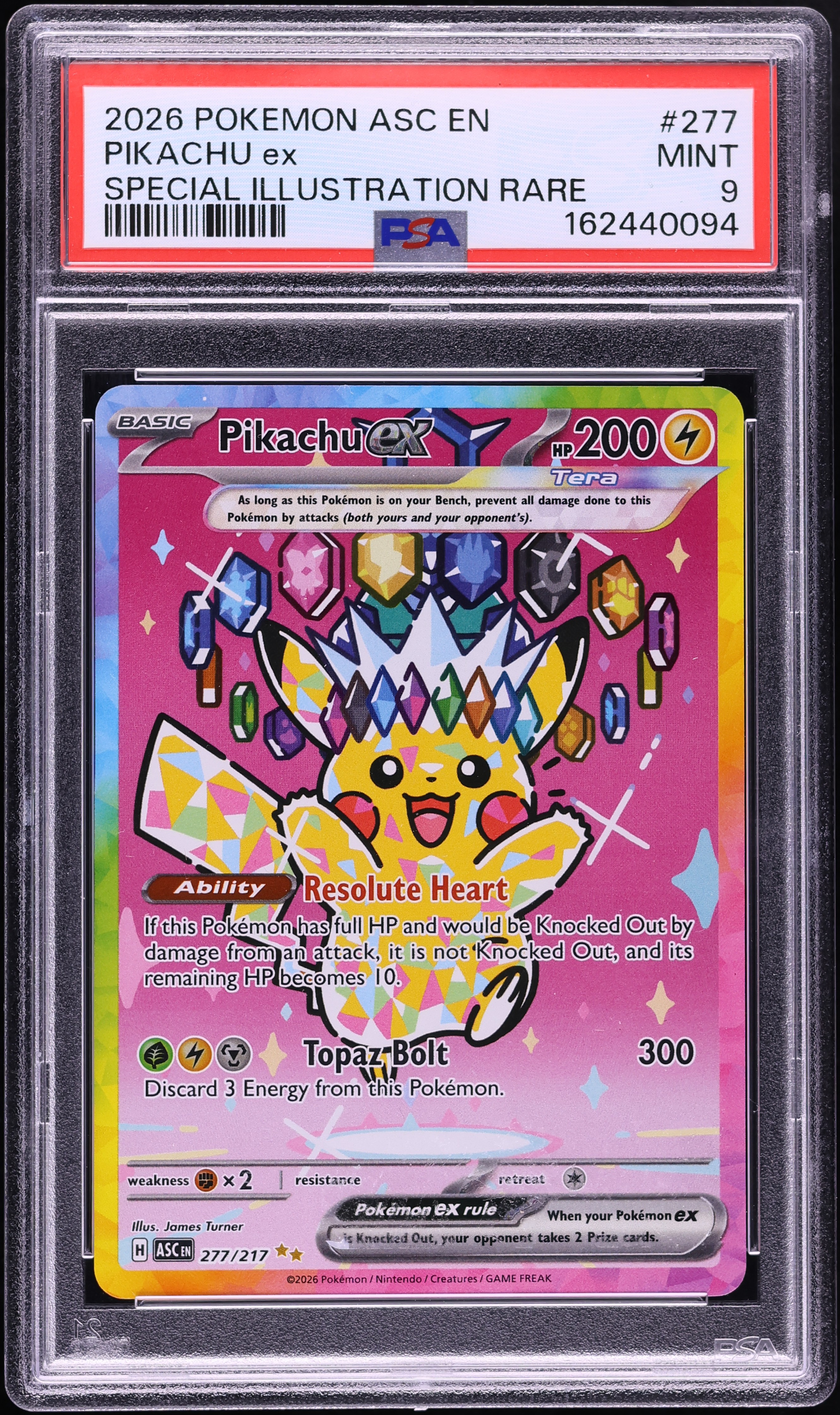 2026 Pokemon Mega Evolution Ascended Heroes SIR Pikachu ex #277 PSA 9 MINT