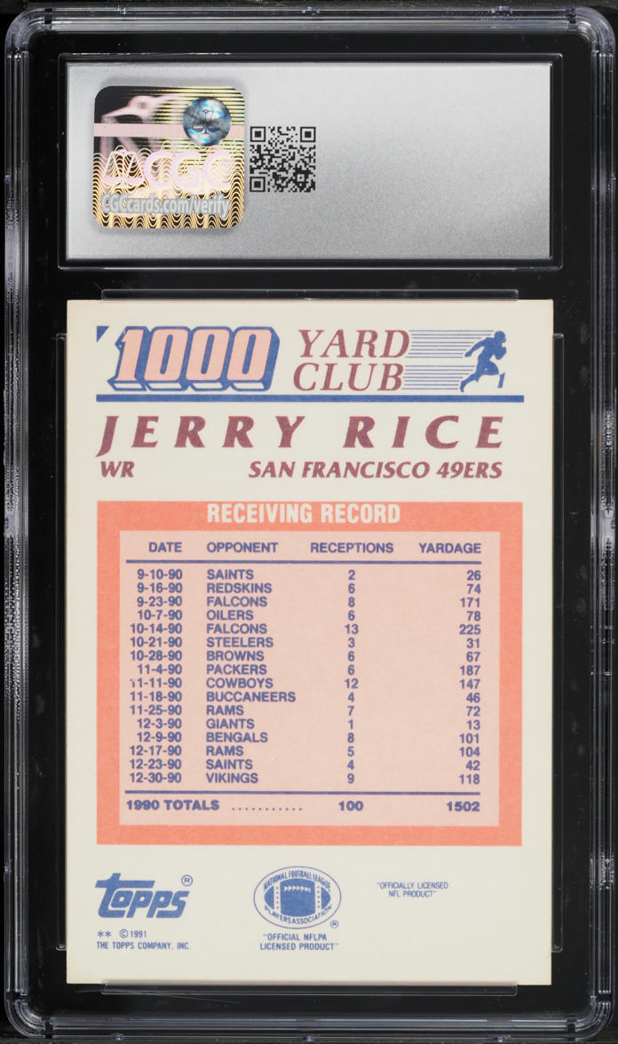 1991 Topps 1000 Yard Club Jerry Rice #1 CGC 8 NM-MT
