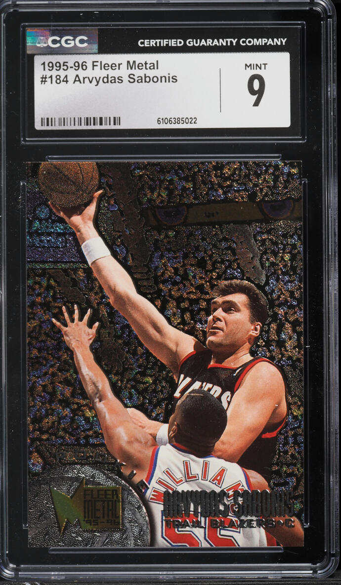 1995 Metal Basketball Arvydas Sabonis ROOKIE #184 CGC 9 MINT