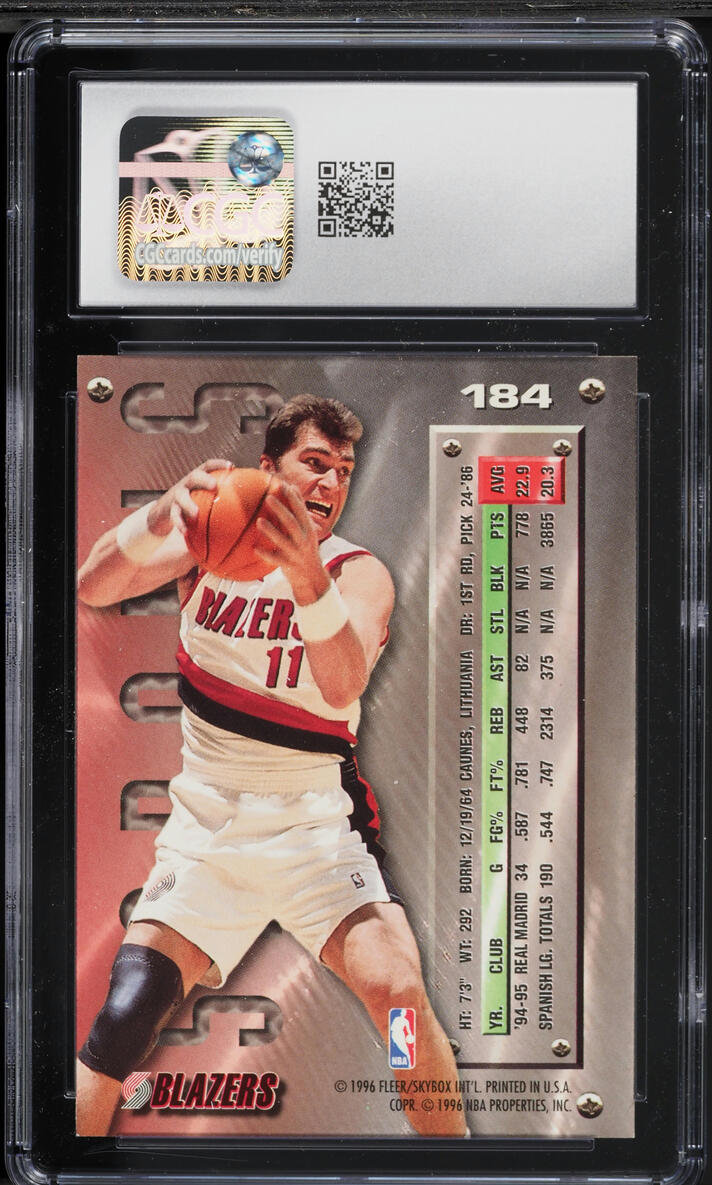 1995 Metal Basketball Arvydas Sabonis ROOKIE #184 CGC 9 MINT
