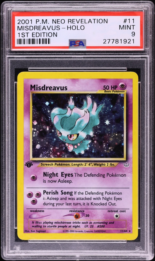 2001 Pokemon Neo Revelation 1st Edition Holo Misdreavus #11 PSA 9 MINT