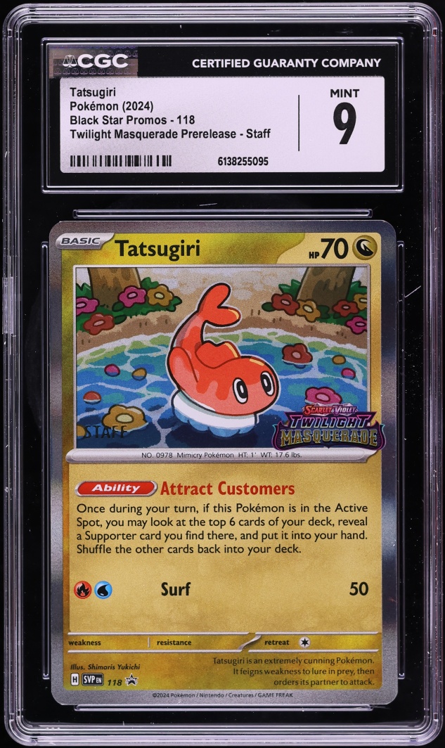 2024 Pokemon SV Promo Twilight Masquerade Prerelease Staff Tatsugiri #118 CGC 9 MINT