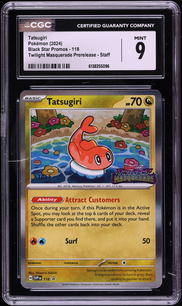 2024 Pokemon SV Promo Twilight Masquerade Prerelease Staff Tatsugiri #118 CGC 9 MINT