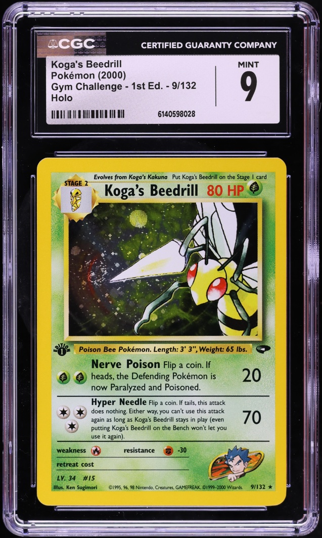 2000 Pokemon Gym Challenge 1st Edition Holo Koga's Beedrill #9 CGC 9 MINT