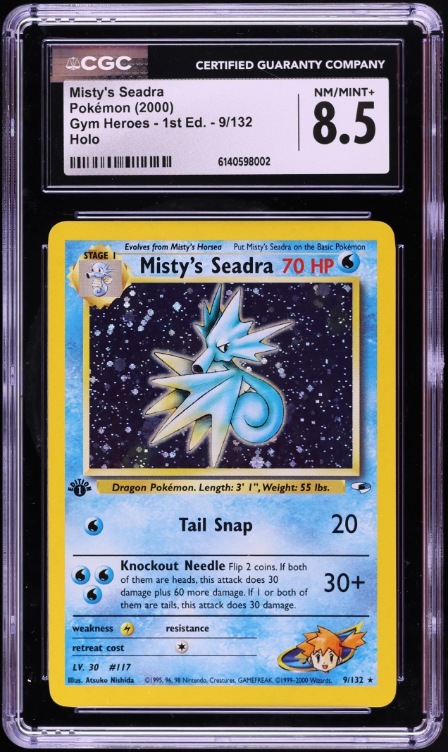 2000 Pokemon Gym Heroes 1st Edition Holo Misty's Seadra #9 CGC 8.5 NM-MT+