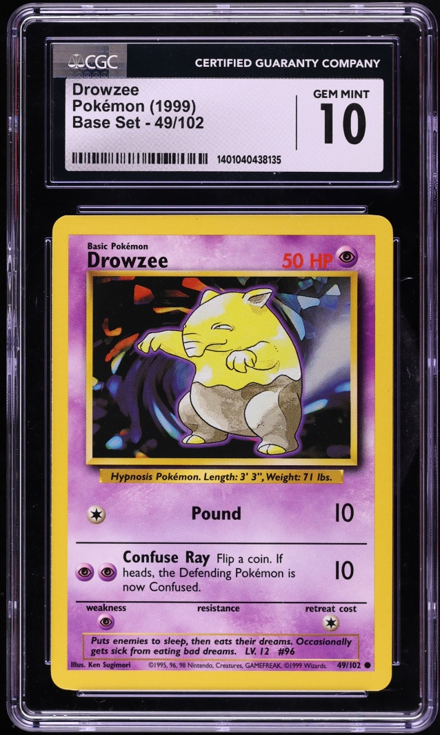 1999 Pokemon Base Set Drowzee #49 CGC 10 GEM MINT