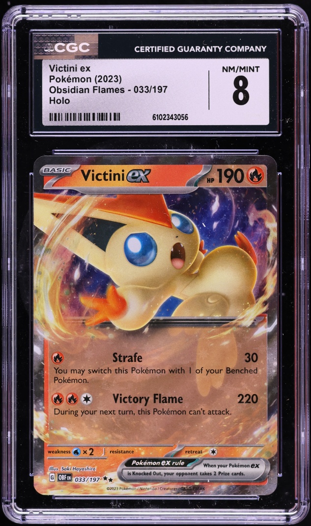 2023 Pokemon Scarlet & Violet Obsidian Flames Holo Victini ex #33 CGC 8 NM-MT