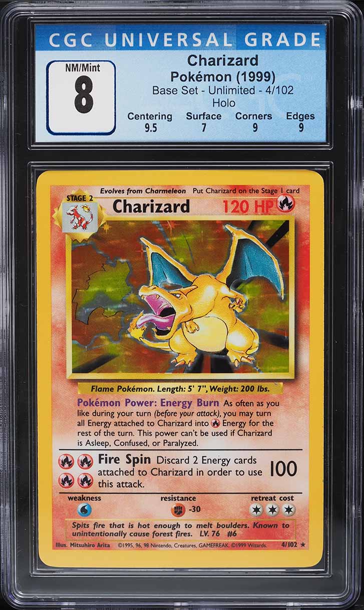 1999 Pokemon Base Set Holo Charizard #4 CGC 8 NM-MT