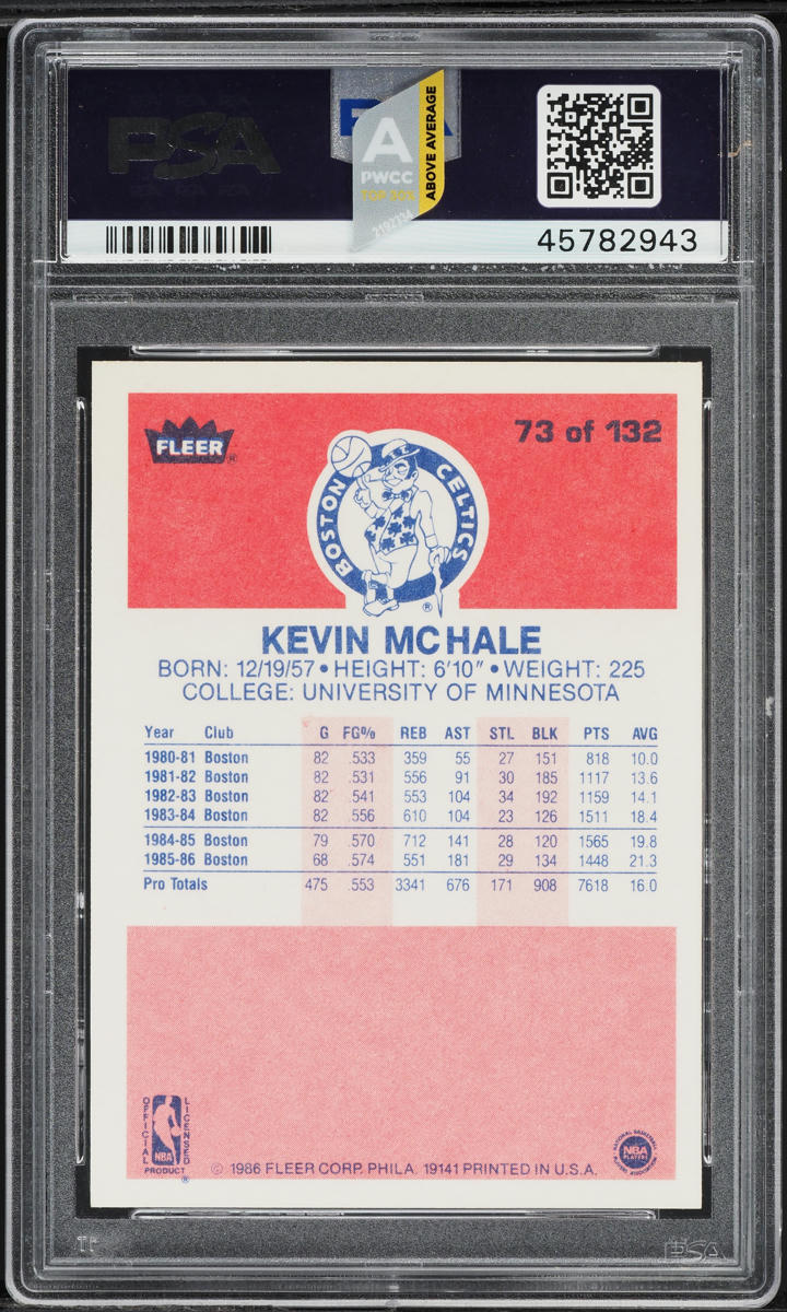 1986 Fleer Basketball Kevin McHale #73 PSA 10 GEM MINT
