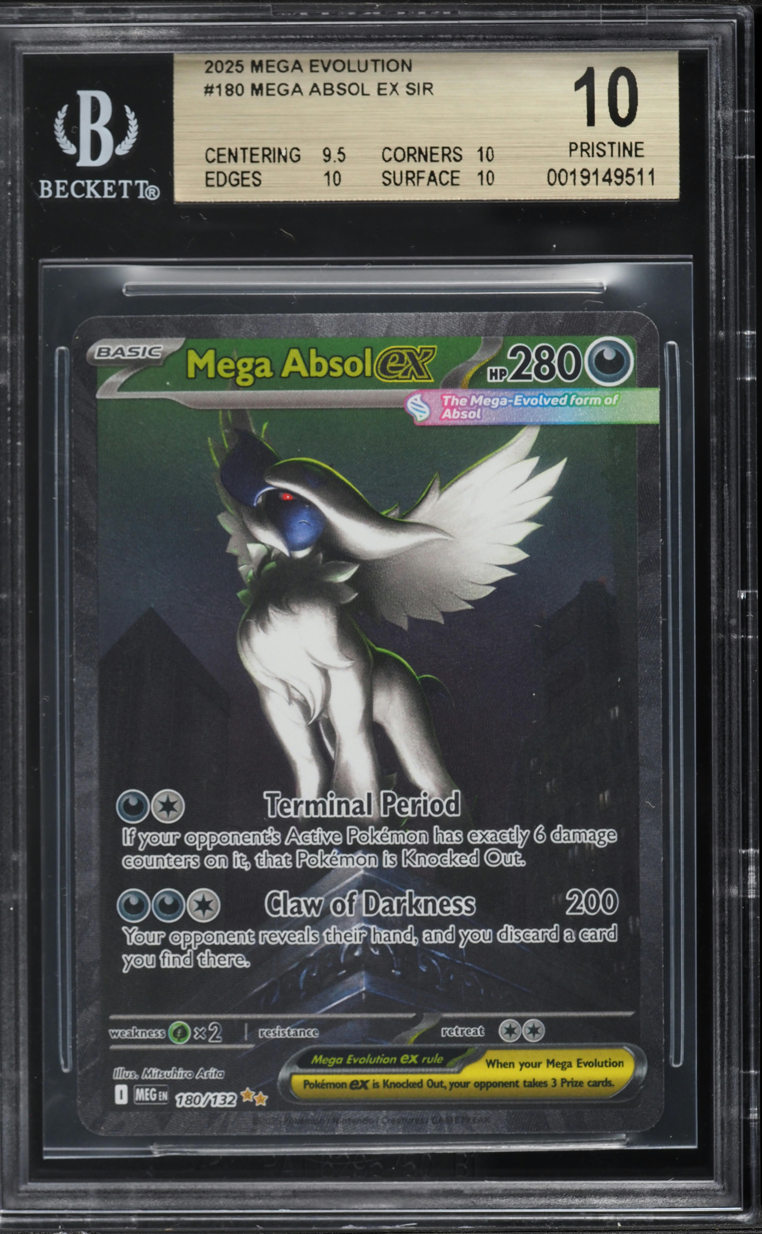2025 Pokemon Mega Evolution SIR Mega Absol ex #180 BGS 10 PRISTINE
