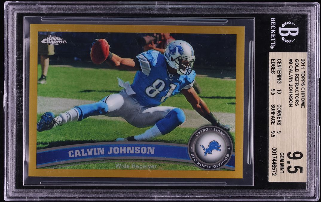 2011 Topps Chrome Gold Refractor Calvin Johnson /50 #8 BGS 9.5 GEM MINT