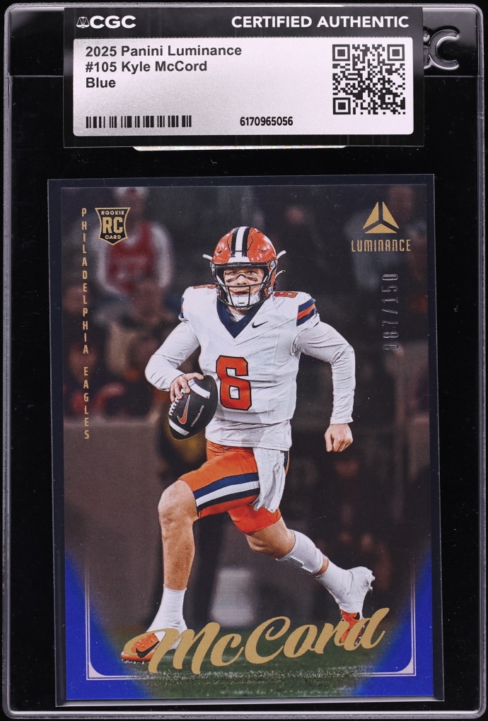 2025 Panini Luminance Blue Kyle McCord ROOKIE /150 #105 CGC AUTH