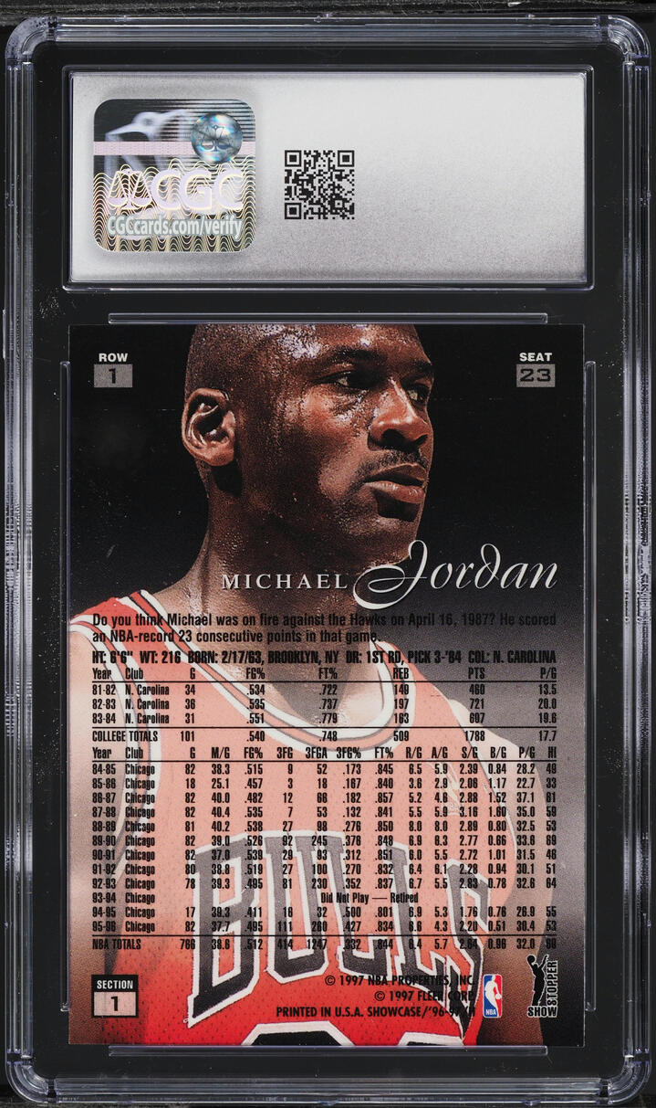 1996 Flair Showcase Row 1 Michael Jordan #23 CGC 7 NRMT