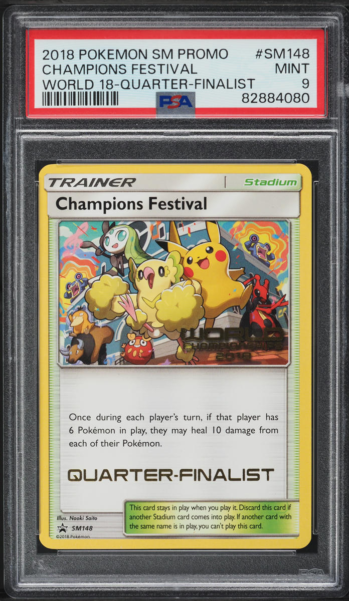 2018 Pokemon Black Star Promo Worlds Quarter Finalist Champions Festival PSA 9