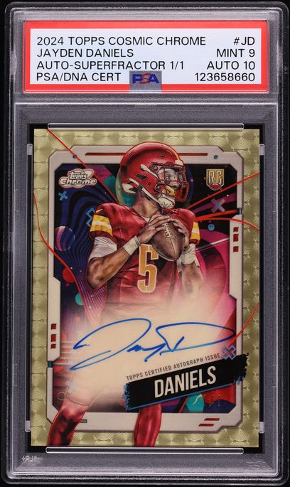 2024 Topps Chrome Cosmic Superfractor Jayden Daniels ROOKIE AUTO DNA 10 1/1 #CCA-JD PSA 9 MINT